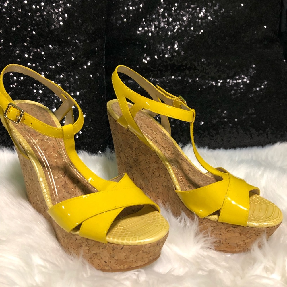 Juicy Couture Yellow Wedge Sandals